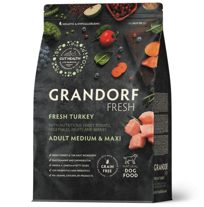 Grandorf Fresh Adult Medium-Maxi Xira Trofi Skulou me Freskia Glopoula kai Gukopatata 3kg